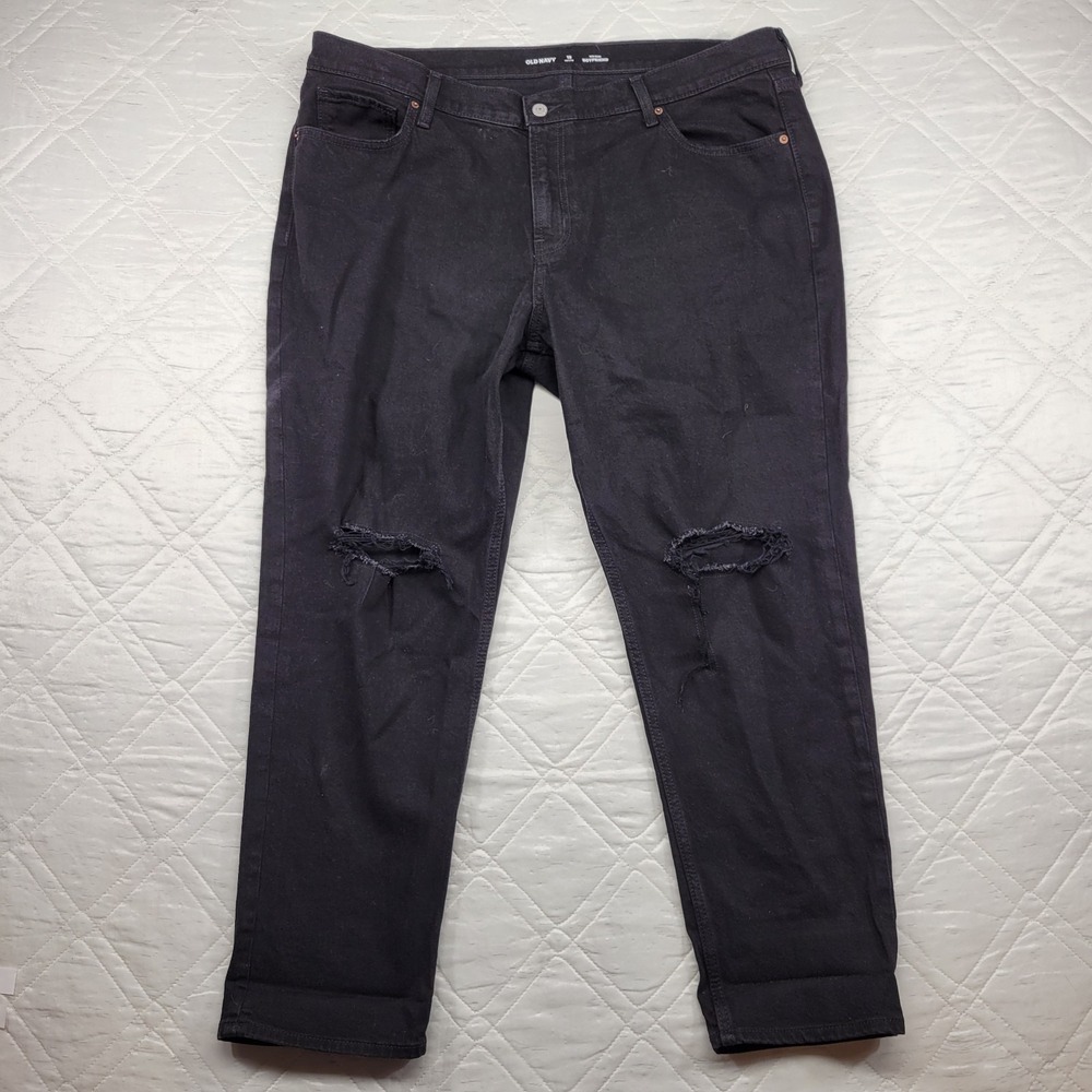 Old‎ Navy Mid-Rise Boyfriend distressed black jeans size 18P